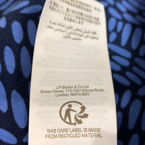 Boden Womens Abigail Jersey Dress Blue Print Long Sleeve Pockets Size 2 Petite - Picture 10 of 11